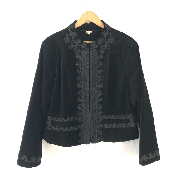 Reba Jackets & Blazers - Reba Black Velvet Embellished Jacket